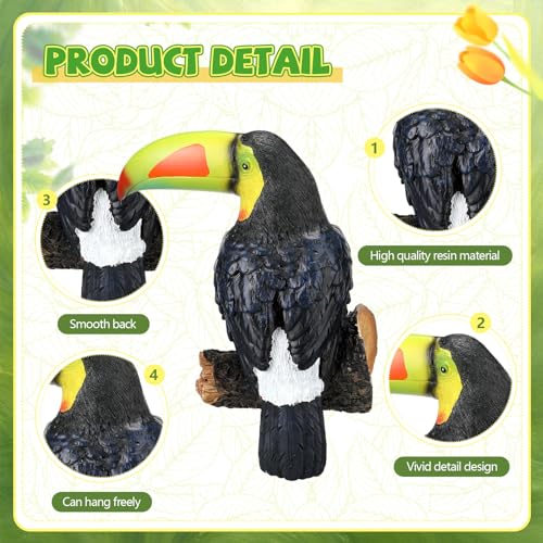 Jetec GR-JETEC-213029 2 Pieces Toucan Tree Hugger Tree Decor Hanging Garden Statue 11.4 Inches High Multicolor Resin Tropical Animal Lawn Exotic Bird Sculpture Tree Decoration thumb #2