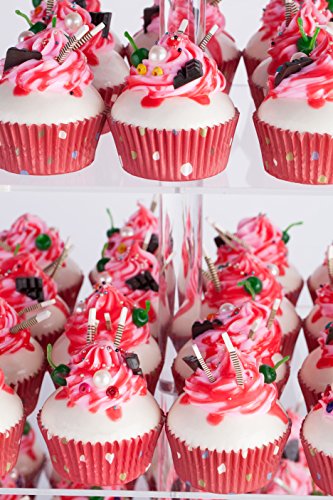 Yestbuy 4 Tier Acrylic Cupcake Stand With Base, Cake Stand, Premium Cupcake Holder, Acrylic Cupcake Tower Display Cady Bar Party Décor – Display For Pastry (6" Between 2 Layers)… #TOP6