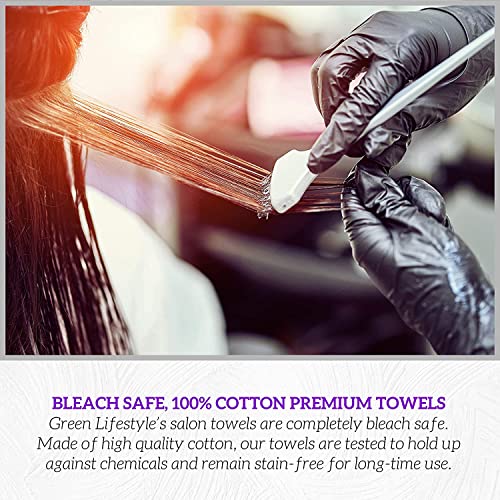 Image of GREEN LIFESTYLE Black Bleach Proof Towels Bulk Sets 100% Cotton 16' X 25' Premium Spa Quality, Super Soft and Absorbent for Gym, Pool, Spa, Salon and Home 96 Pack
