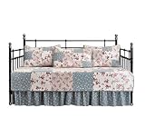 Chezmoi Collection Abbi 5-Piece Daybed Bedding Set Shabby Chic Floral Daybed Cover Pre-Washed Cotton