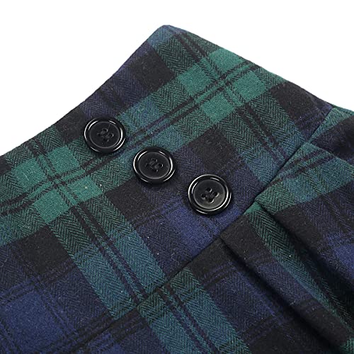 IDEALSANXUN Plaid Skirt for Womens High Waist Aline Pleated Midi Skirts3