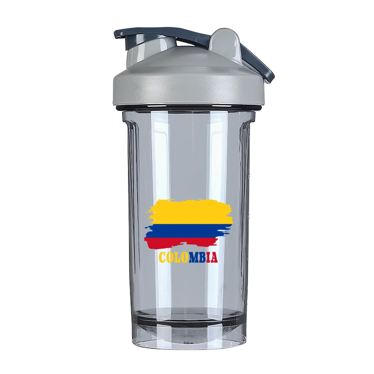 Colombia Map Flag 18 Ounce Shaker Bottle Drink Mixer Leak-proof Pre Workout Protein Shakes Meal Replacement Shakes Bottles 500ML/18 Oz Gray&-3&-3&-3