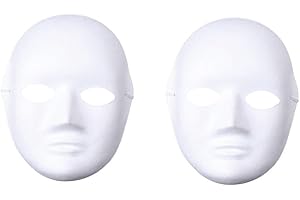 mollensiuer 12Pcs DIY White Mask Paper Full Face Opera Masquerade Mask Halloween Party...Sally Face Mask