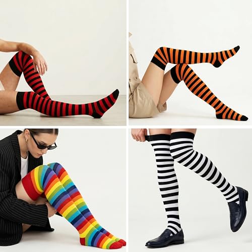 Image of Mysocks Unisex Over the Knee Socks | Stripe Design| Combed Cotton| Hand Linked Toe | Soft Latex Band