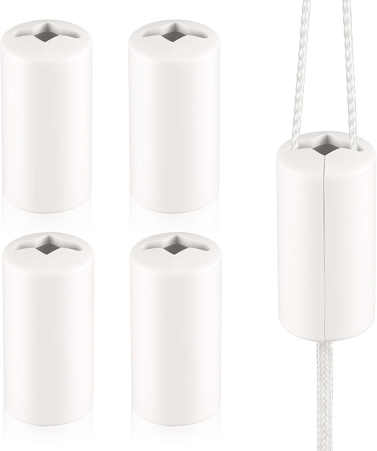 Amabro 5 Pcs Breakaway Blind Cord, Anti Strangulation Cord Condenser for Roman Shades Window Blinds, Plastic Safety Pull Cords Knobs Blind Pull End for Household Window Pets, White