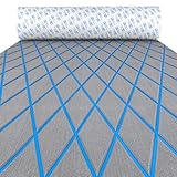 OCEANBROAD Diamond Pattern Boat Flooring Self-Adhesive EVA Foam Marine Decking Non-Slip Sheet for Boats, 96''x16'' Gray with Blue Lines