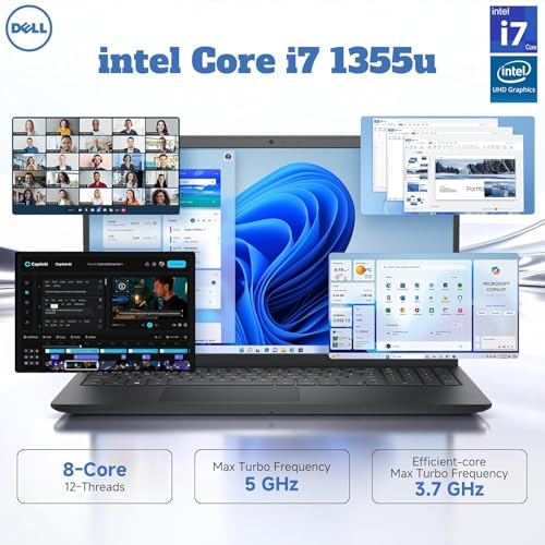 Image of Dell 15 Touchscreen Laptop DC15250, 15.6-inch FHD Anti-Glare Display, Intel Core i7-1355U Processor, 16 GB RAM, 1 TB SSD, Intel UHD Graphics, Backlit Keyboard, Fingerprint Reader, Windows 11 Pro