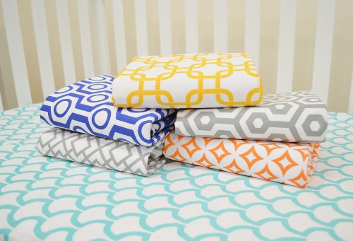 Image of American Baby Company 100% Natural Cotton Percale Fitted Crib Sheet for Standard Crib and Toddler Mattresses, Golden Yellow Twill Gotcha, Soft Breathable, for Boys and Girls