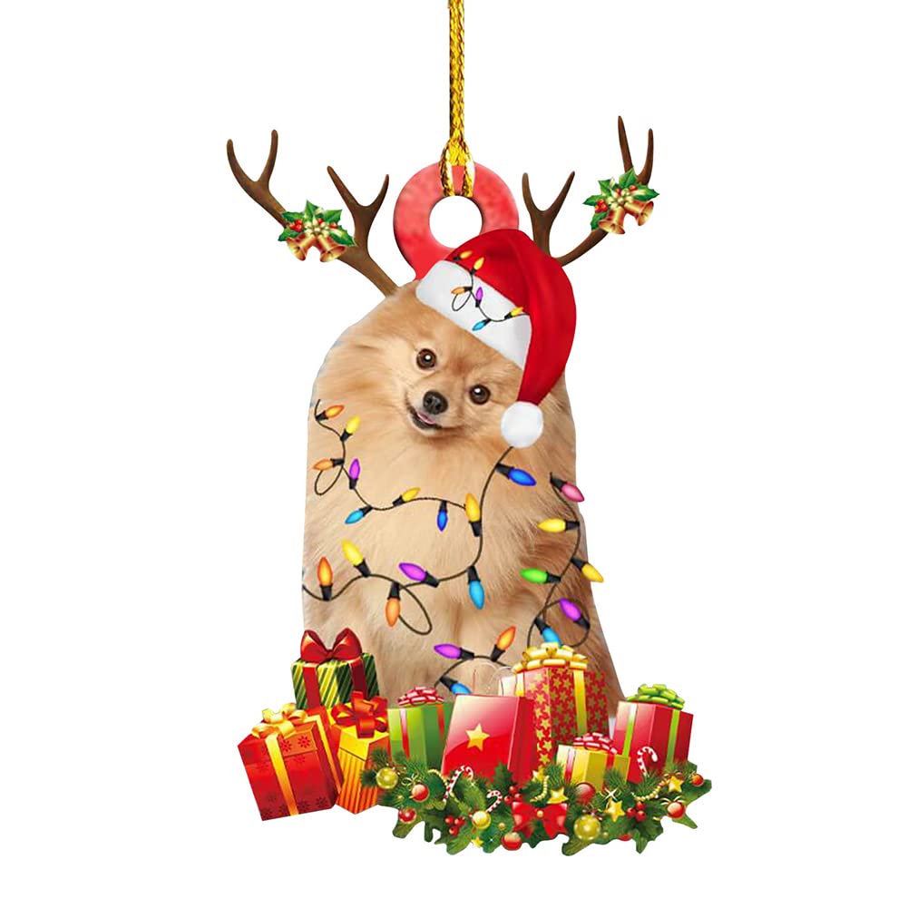 Christmas Dog Resin Wooden Sign Pendant,HQYXGS Christmas Dog Ornaments 2021 Xmas Shatterproof Ball Figurines Decor Nativity Party DIY Blessing Puppy Deer Pendant Sculptures Gift