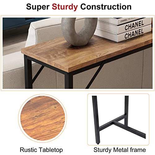 Yusong 71'' Long Console Table Sofa Tables Behind Couch, Narrow Entryway Table Skinny Tall Pub Bar Height Table For Living Room, Easy Assembly, Rustic Brown #TOP6