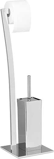 Relaxdays Set da Accessori per WC, Porta Scopino in Acciaio Inox, Piantana...