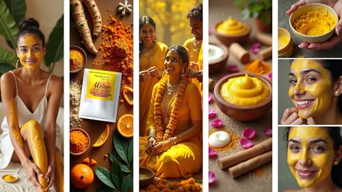 Image of HerbtoniQ Ubtan for Face & Body Pack | Haldi Ceremony Full Body Ubtan Powder for Deep Cleansing, Tan Removal, and Glowing Skin | Soap Alternative | Unisex | (500g Jar, 9 Herbs)
