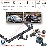 Stoßstangeausschnitt: JA AHK Anhängerkupplung mit Elektrosatz 13 polig für Peugeot 307 2001-2007 Schrägheck Anhängevorrichtung Hängevorrichtung - starr, mit angeschraubtem Kugelkopf