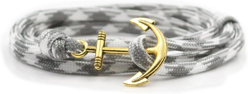 Hallery Alloy DIY Twining Weave Gilded Anchors Rope Bracelets