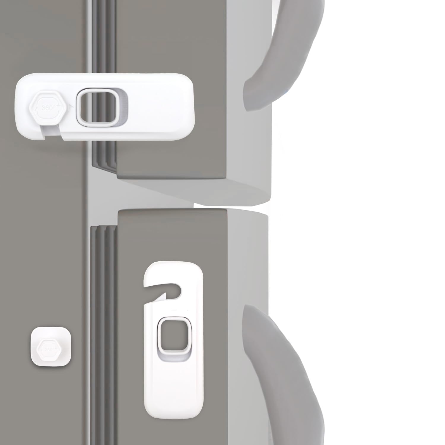 2 Pack White Fridge Locks for Kids with Adhesive Pads Baby Safety Locks for Refrigerators, Cabinets, Drawers, Double Doors and More-image-19