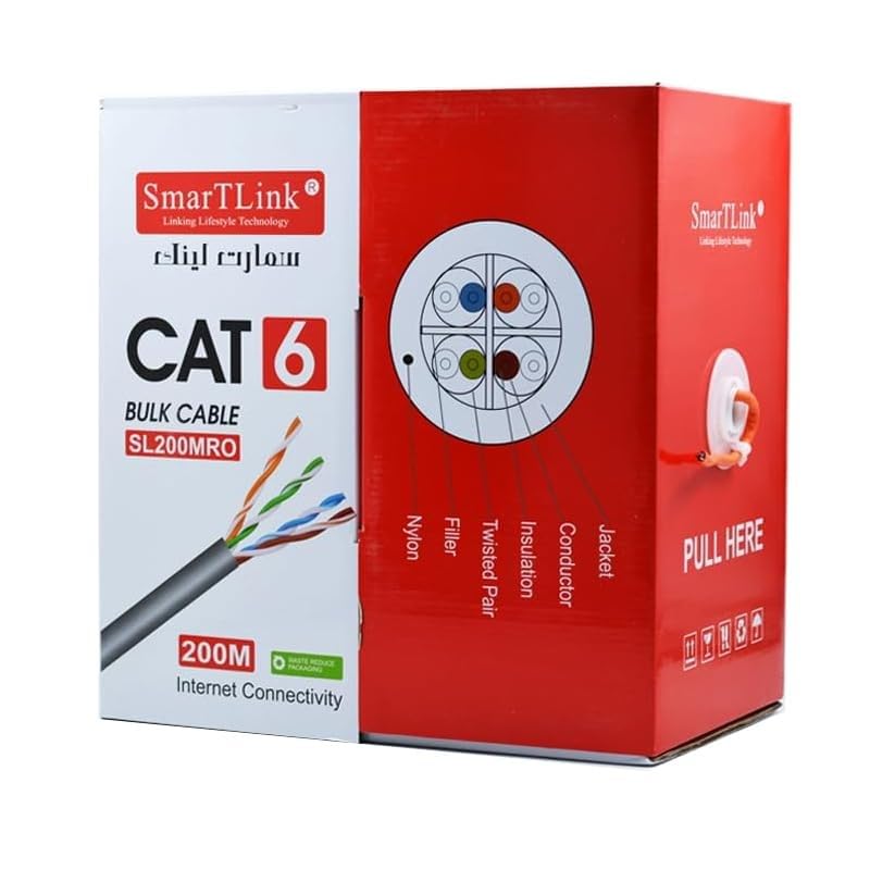 SmarTLink UTP HIGH QUALITY CAT 6 BULK CABLE ORANGE (200m)