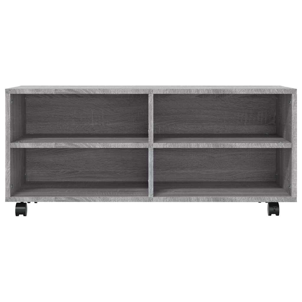 Mueble de TV con Ruedas Madera contrachapada Gris 90x35x35 cm,16.48kg-815259