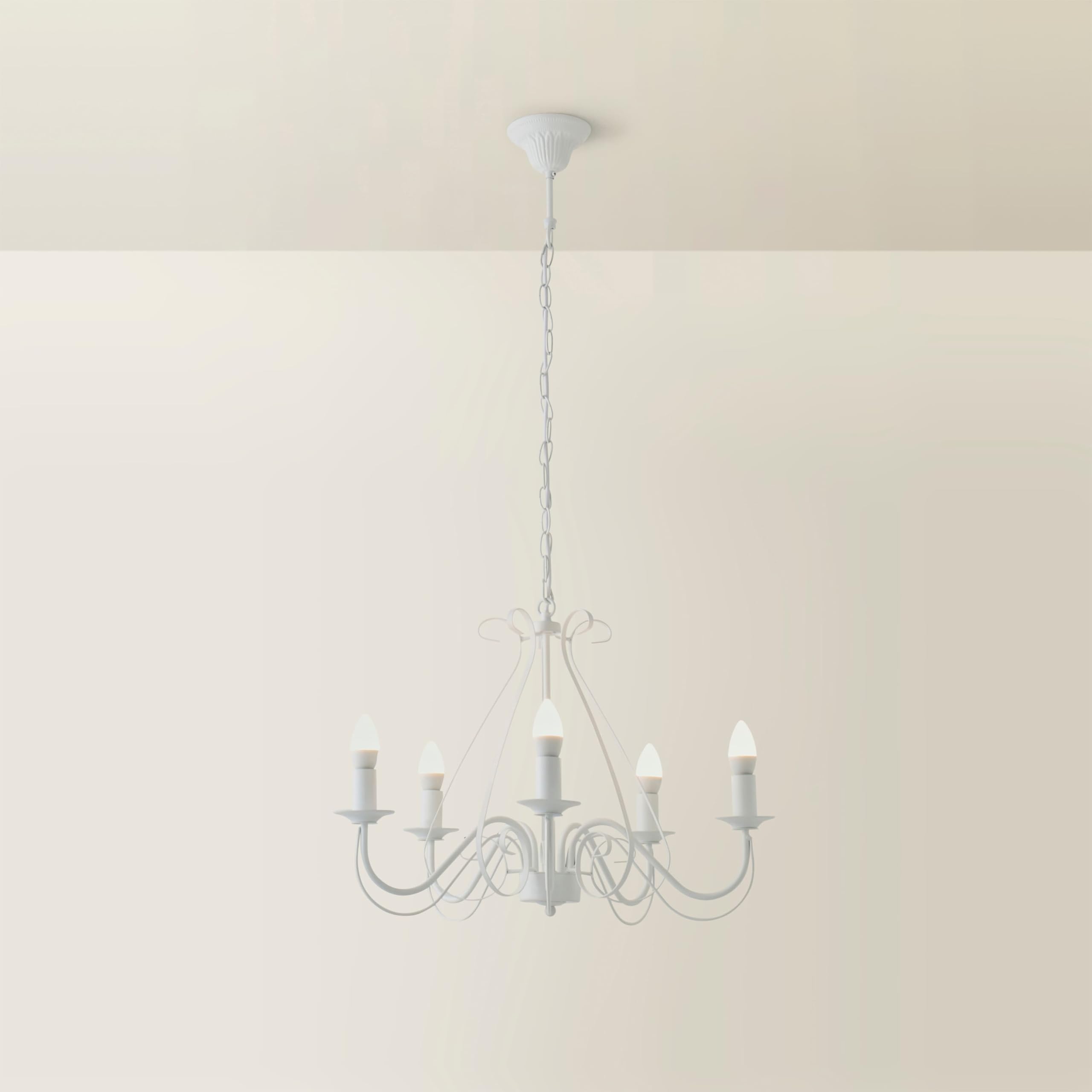 ValueLights 5 Way Chandelier - Ivory White