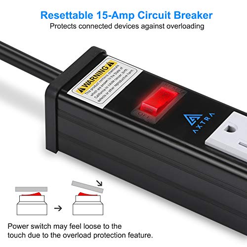 Axtra 12-Outlet Surge Protector Power Strip, 9-Foot Heavy-Duty Cord, 450 Joules, 15-Amp Circuit Breaker For Home, Office, School, Garage, Workshop, Commercial And Industrial Environments [Etl Listed] #TOP2