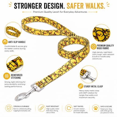 Image of Wooflix Heavy Duty Nylon Dog Leash | Anti Slip Padded Handle Long Dog Leash | Highly Reflective Leash for Dogs | Dog Rope for Medium & Large Dogs | Dog Training Leash | (Yellow Duck, 10 Feet Long)