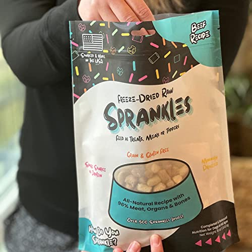 Image of Freeze Dried Dog Food for Small & Large Breeds Dogs, 6 Oz Beef Dog Food Toppers for Picky Eatres, Made in USA - Grain Free & All Natural Freeze Dried Dog Treats Made with 96% Meat Organs