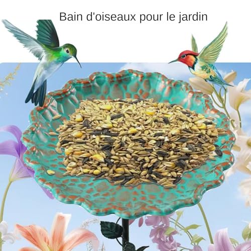 Bassin anti-rouille multifonction pour oiseaux avec support décoratif de cour