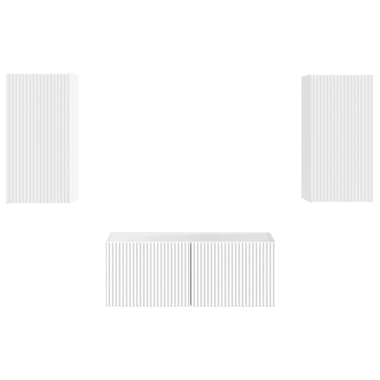 TV-Schrankset Wandmontiert 2 pcs Weiß Holzwerkstoff, Modernes Media Center mit Stauraum, 78,5x31x30 cm, für Wohnzimmer Schlafzimmer, Elegantes Design