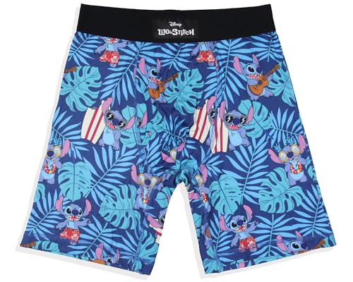 Disney Men's Lilo And Stitch Ukulele And Surf Boxers Boxer Briefs Underwear For Adults