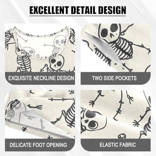 ALAZA Funny Skeleton Sugar Skull Pajamas Short Sleeve 2 Piece Sleepwear Top and Bottom Pajama Set Unisex4