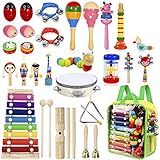 musik set 【Ungiftige, Hochwertige Material】 Aus hochwertigen, ungiftigen Materialien hergestellt, ist es für Kinder sicher und zuverlässig. Diese Instrumente werden aus bleifreiem Lack hergestellt. CPC-Zertifizierung / ASTM-Zertifizierung und FDA-Zulassung