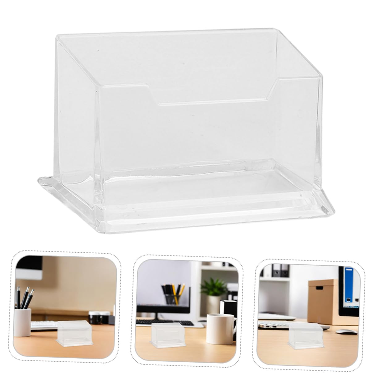 Tarjetero de Oficina Transparente Abs 10 Piezas para Escritorio | Diseño Minimalista, Fácil Mantenimiento, Uso en Espacios Profesionales, Soporte de Mesa para Tarjetas