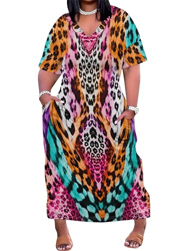 Image of PinkPatty Women's Oversize V Neck Short Sleeve Maxi Dress with Pockets