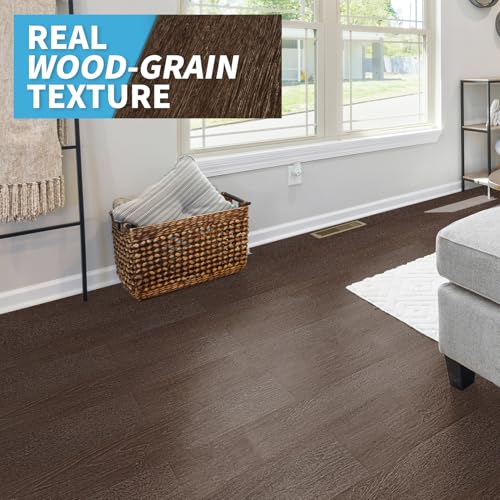 Image of Art3d 12-Pack Peel and Stick Vinyl Floor Tiles (18 Sq.Ft), Brown Stone