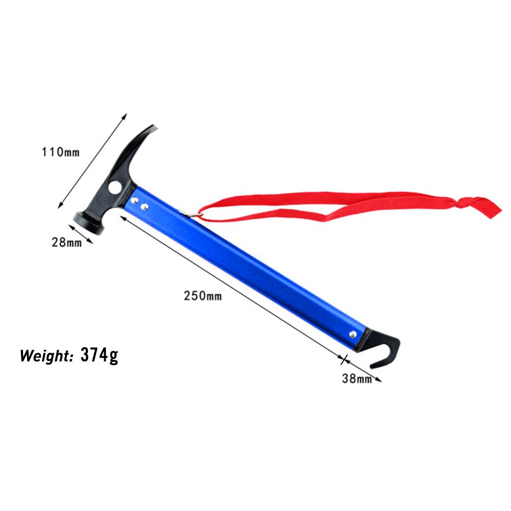 nuzamas NEU 32 cm Outdoor Camping Zelt Peg dem Spiel Hammer Mallet Abzieher Aluminium Grip blau mit Halteband