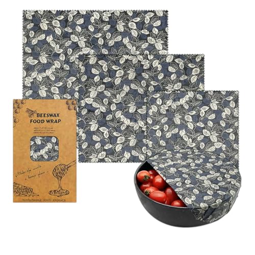 Bethany Home ワックスペーパー 3枚セット 蜜蝋ラップ 食品保存用ラップ サンドイッチの包み紙 蜜蝋布 再利用可能 無添加 繰り返し使える オーガニック ミツロウラップ 環境にやさしい 分解可能 キッチンラップ 生鮮保存 お土産 贈り物 プレゼント (青い花-3pcs)（Amazon）