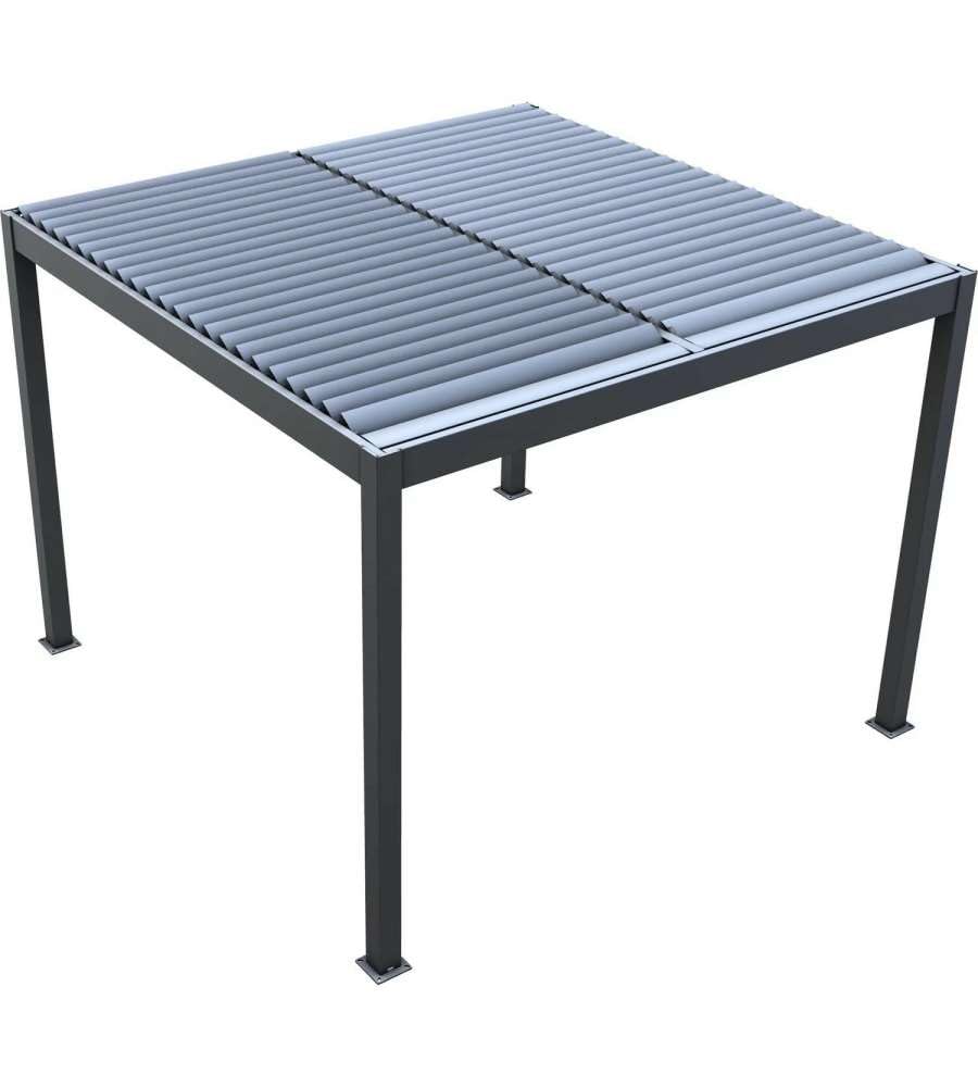 Verdelook Pergola Bioclimatica Atena 100 in Alluminio Grigio - 3x3x2,5 m