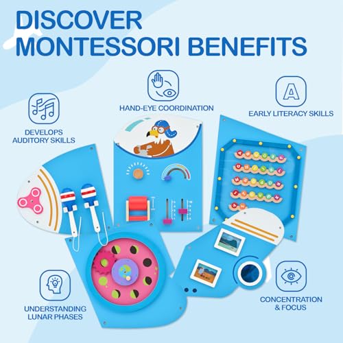 Monläurd® Wooden Airplane Activity Wall Panel for Kids, Wall Toys for Toddlers 1-3, Playroom Toys, Daycare Furniture, Montessori Busy Board - Image 6