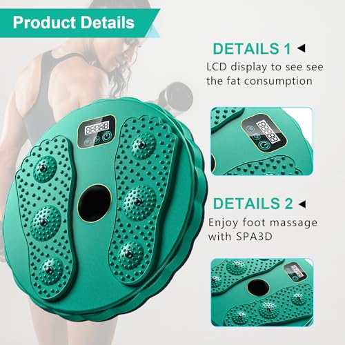 Taillentwister Mit Zähler, Taille Drehscheibe Mit Fußsohle Massage, Anti-Rutsch Bauchtrainer Drehscheibe Aerobic-Training Für Fußmassage Und Taille übung, Maximale Tragfähigkeit 300 Kg, Grün