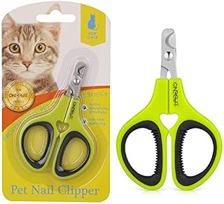 OneCut Pet Nail Clippers, Update Version Cat & Kitten Claw Nail Clippers for Trimming, Professional Pet Nail Clippers Best for a Cat, Puppy, Kitten & Small Dog (Green)