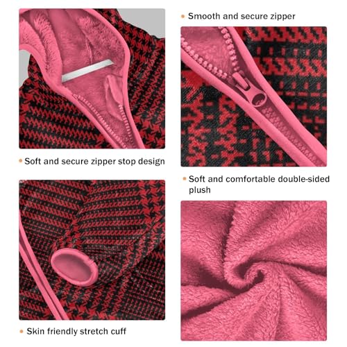 GuoChe Christmas Buffalo Plaid Black Red Toddler Fleece Jacket With Hood3