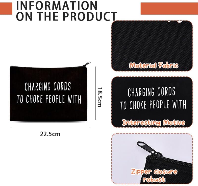 ShiQiao Spl Cable Organiser Bag Pouch for Men Women Charging Cables Storage Pouches Black Charging Cords Organiser Pouch Travel Tech Accessory Bag for Women Men Portable Canvas Cosmetic Makeup Bag - Image 2