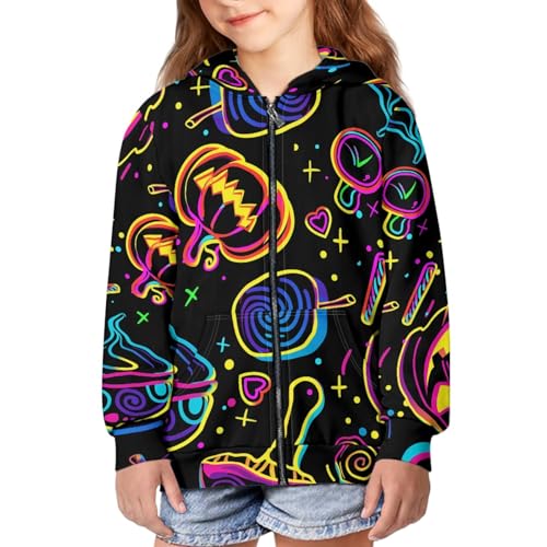 Image of Coloranimal Unisex Girls Boys Long Sleeve Casual Hoodies & Sweatshirts Tops Kids Zip Up Jacket Coat Age 6-16 Year