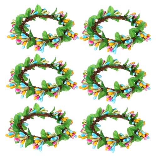 Vaguelly 6piezas Anillo De Vela De Pascua Bayas y Vegetación De Aro para Velas De Primavera Decoración De De Pascua para Centros De Mesa