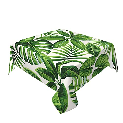 Fiephvsa Tablecloth Tropical Green Exotic Palm Leaves Waterproof Washable Square Tablecover For Dining Room Kitchen Decoration 54"X54" #TOP1