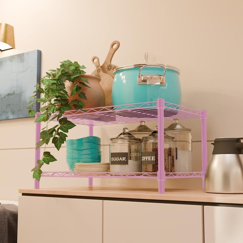 Image of 2-Shelves CounterTop Heavy Duty Steel Storage Rack | Multipurpose Shelving Unit for Kitchen, Home & Utility