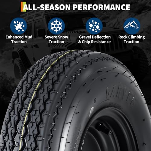 Garvee 2-Pack 4.80-8 4.80x8 480-8 Trailer Tires with 8" Rims, 5 Lug on 4.5" Bolt Pattern, 6PR Load Range C,