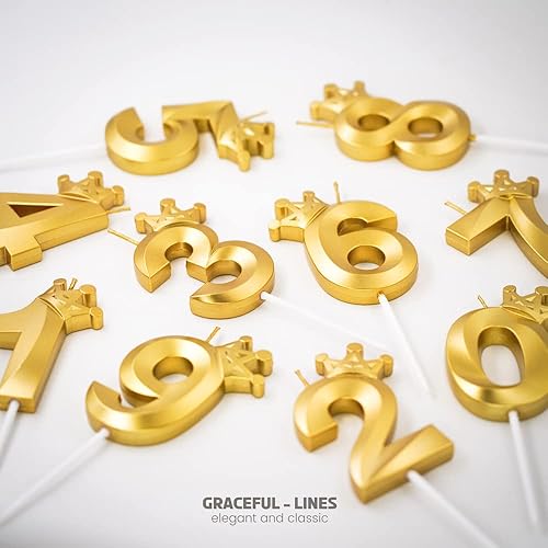 Miniatura 4 de 2 velas para pastel de cumpleaños para niña y niño, corona dorada 2, 3.2 pulgadas3.1 in, vela de cumpleaños con purpurina de gran tamaño para