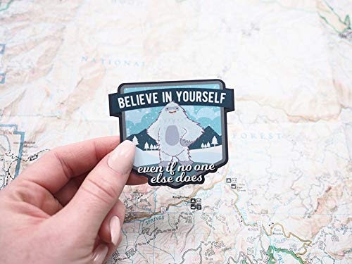 Miniatura 4 de Believe in Yourself Yeti Sticker - Cute Sasquatch Believe Decal for Hydroflask or Laptop. Funny Vinyl Monster Bumper Sticker