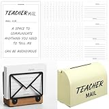 Contenu de l'emballage : vous recevrez 1 boîte aux lettres en métal jaune clair, une affiche en papier, 100 cartes de message et un support en forme d'enveloppe en métal. Le design est simple et facile à comprendre, et la quantité est suffisante pour répondre aux besoins des enseignants dans diverses activités