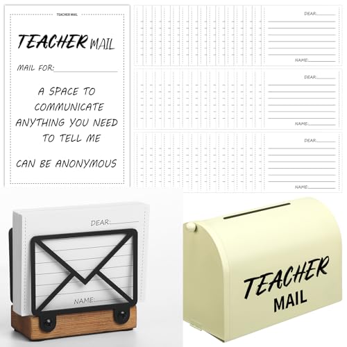 Eersida 103 Pcs Teacher Mailbox Set with Message Cards, Metal Classroom Mailbox Card Holder Student Social Emotional Learning Tool for School Activities, Emotional Expression & Interactive Learning